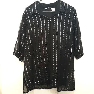 🔵Fashion Bug Black Shirt with Silver Sequins